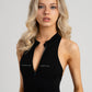 Figure-enhancing jumpsuit offering ease of movement and elegant style.