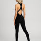 Full-length jumpsuit with a low-back design, ideal for day or evening looks.