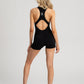 Lightweight black romper for day-to-night transitions, perfect for women on the go.